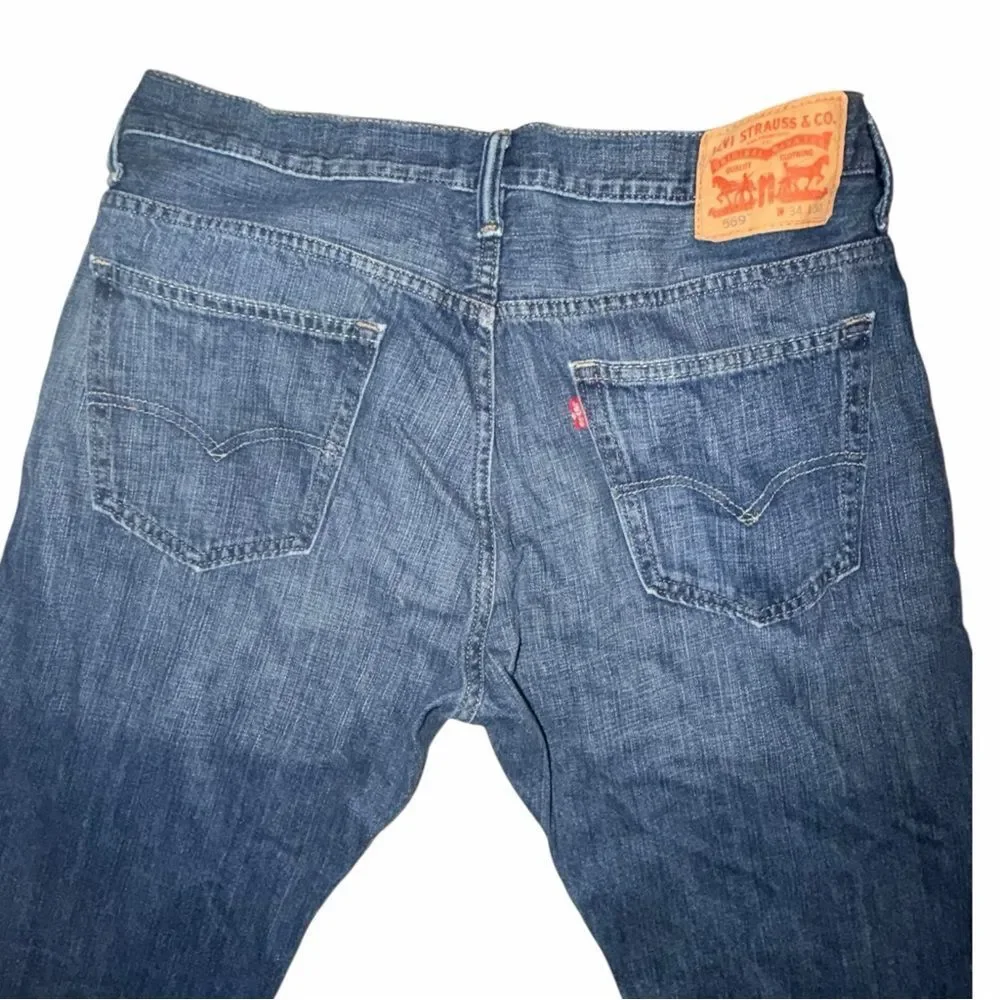 Vintage Levi's 569 Jeans Men 34x30 Blue Cotton Denim Straight Leg Dark Wash EUC